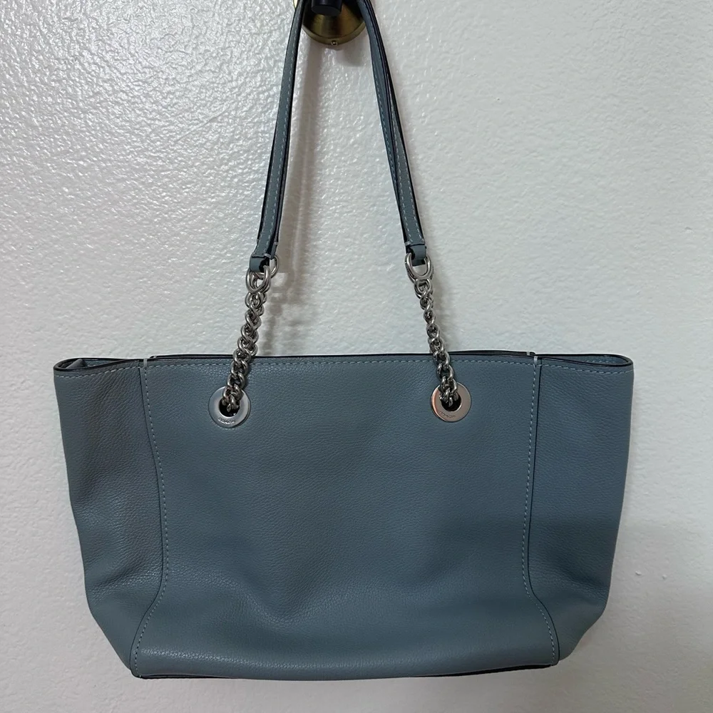Coach Blue Leather Tote Bag - Picture 2 of 11